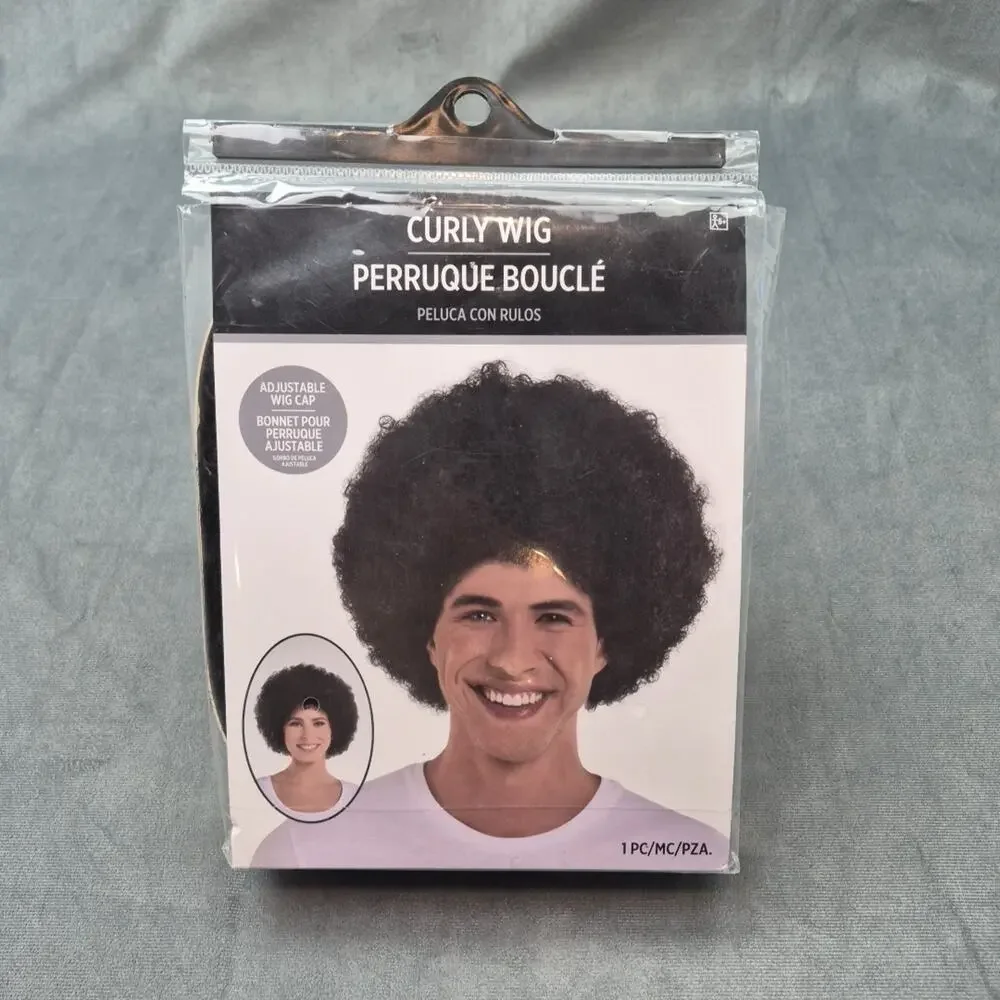 Curly Adjustable Wig Cosplay Halloween Dress Up Black